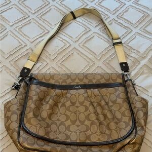 Coach Tan and Brown Signature Shoulder Bag diaper bag